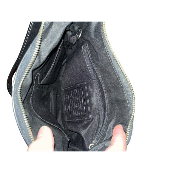 COACH Black Gray Signature Jacquard Convertible Handbag Authentic F13079 - Picture 6 of 6